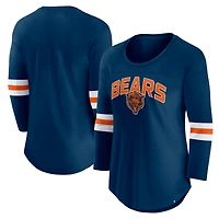 T-shirt à manches 3/4 avec logo de la première équipe des Chicago Bears Fanatics pour femme, bleu marine