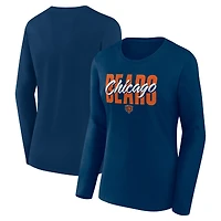 T-shirt à manches longues et col rond pour femme Fanatics Navy Chicago Bears