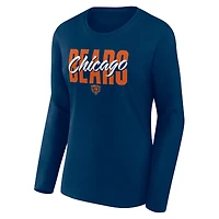T-shirt à manches longues et col rond pour femme Fanatics Navy Chicago Bears