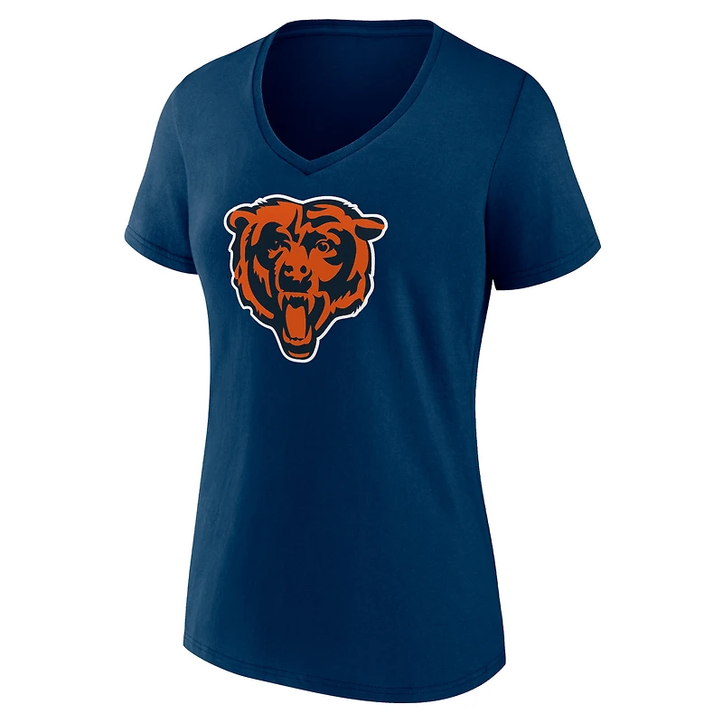 T-shirt à col en V pour la fête des mères Chicago Bears Fanatics femmes, bleu marine