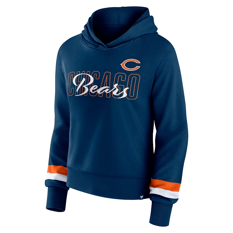 Sweat à capuche Fanatics Navy Chicago Bears Over Under pour femmes