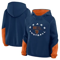 Women's Fanatics Navy Chicago Bears Oversized Redzone Bubble Screen Pullover Hoodie