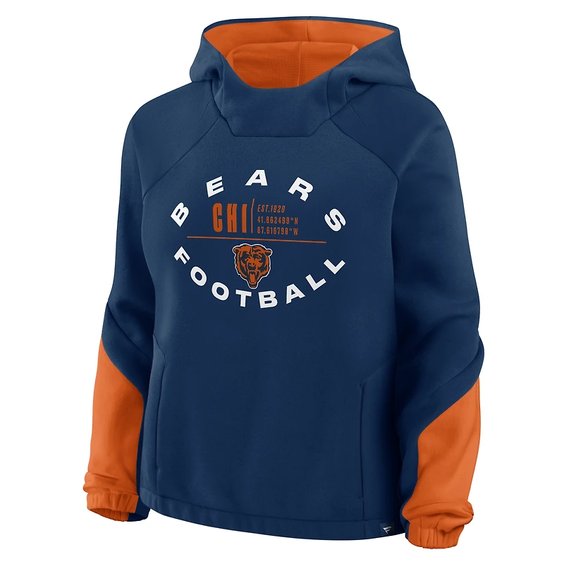 Women's Fanatics Navy Chicago Bears Oversized Redzone Bubble Screen Pullover Hoodie