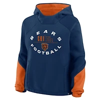 Women's Fanatics Navy Chicago Bears Oversized Redzone Bubble Screen Pullover Hoodie