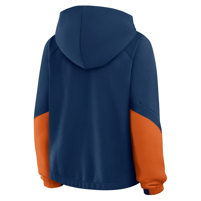 Women's Fanatics Navy Chicago Bears Oversized Redzone Bubble Screen Pullover Hoodie