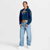 Sweat à capuche court surdimensionné bleu marine Chicago Bears pour femme