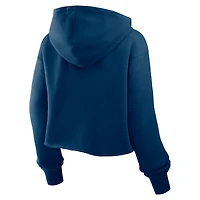 Sweat à capuche court surdimensionné bleu marine Chicago Bears pour femme
