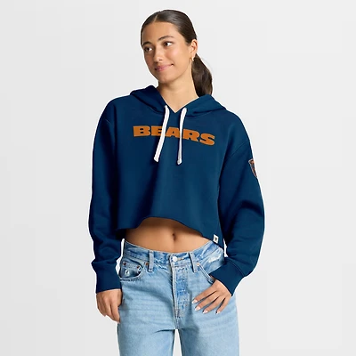 Women's Fanatics Navy Chicago Bears Oversized Hometown Heritage Cropped Hoodie