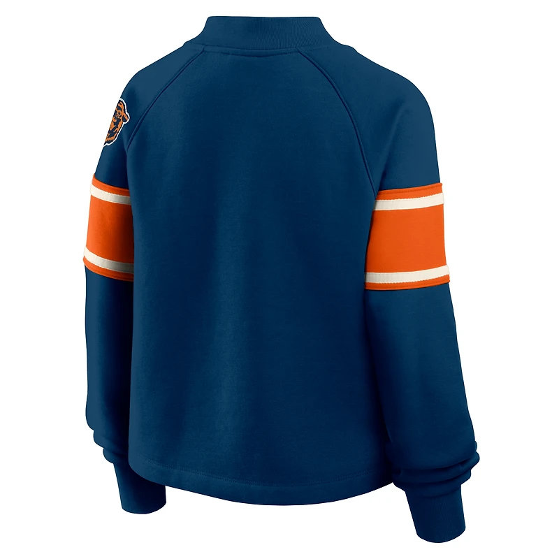 Pull surdimensionné à col montant Fanatics Navy Chicago Bears pour femme