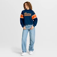 Women's Fanatics Navy Chicago Bears Oversized Hometown Toss Sweep Mock Neck Pullover