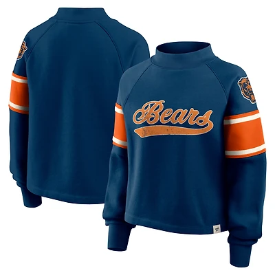 Pull surdimensionné à col montant Fanatics Navy Chicago Bears pour femme