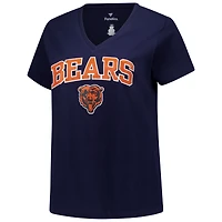 Women's Fanatics Navy Chicago Bears Plus Arch Over Logo V-Neck T-Shirt