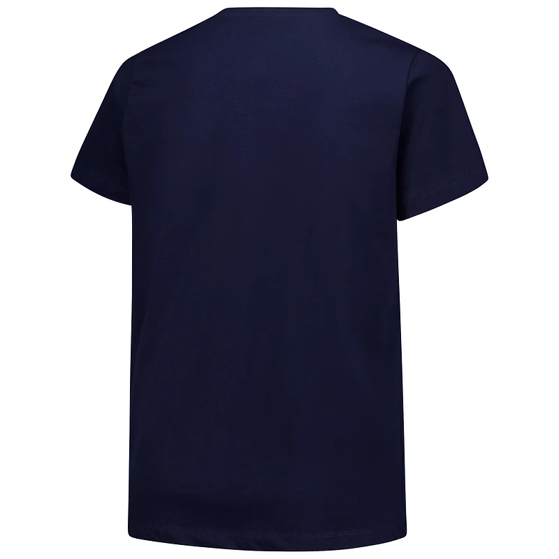 Women's Fanatics Navy Chicago Bears Plus Arch Over Logo V-Neck T-Shirt
