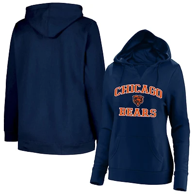 Sweat à capuche Fanatics bleu marine Chicago Bears pour femme, grande taille, col en V, motif cœur et âme