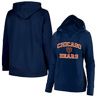 Sweat à capuche Fanatics bleu marine Chicago Bears pour femme, grande taille, col en V, motif cœur et âme