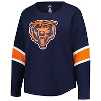 T-shirt Fanatics bleu marine pour femme, manches 3/4, col rond, grande taille, Chicago Bears, Redzone