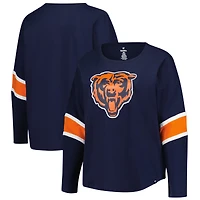 T-shirt Fanatics bleu marine pour femme, manches 3/4, col rond, grande taille, Chicago Bears, Redzone