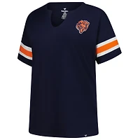 T-shirt à col cranté Redzone pour femme, bleu marine, taille plus