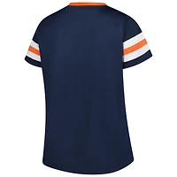 T-shirt à lacets et col cranté Athena Redzone strass pour femme, bleu marine, taille plus, des Chicago Bears