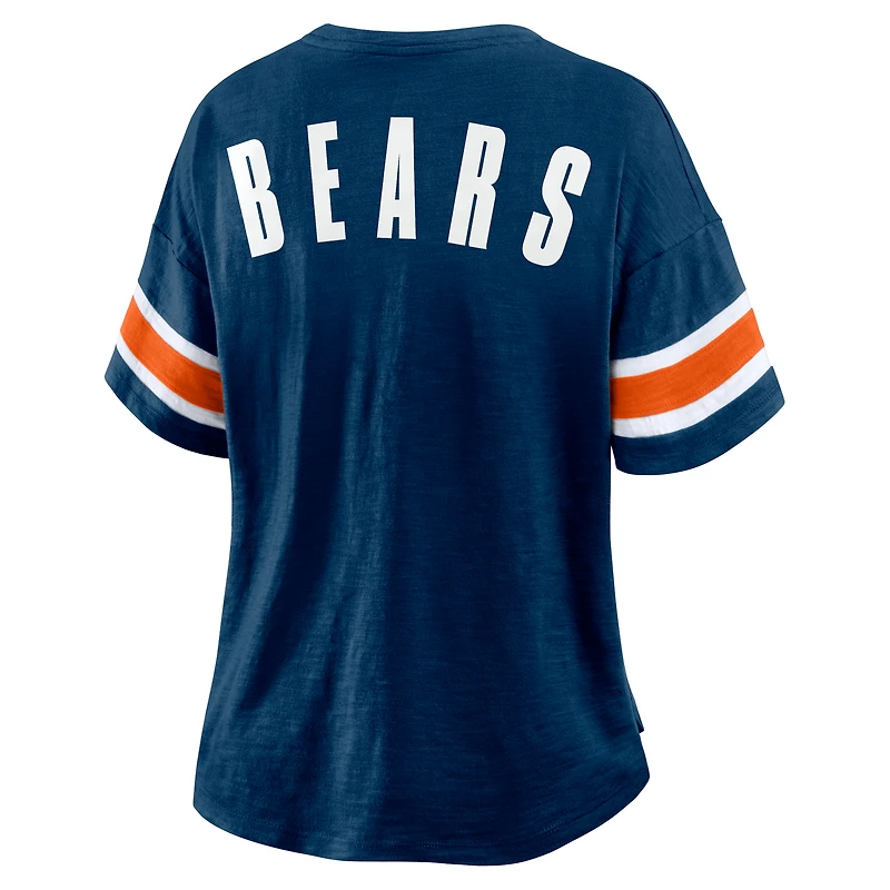 T-shirt Fanatics bleu marine pour femme, motif Redzone Curl Route des Chicago Bears