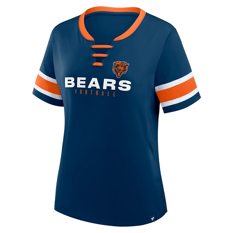 T-shirt à lacets Fanatics Navy Chicago Bears Redzone Draw Play Athena pour femme