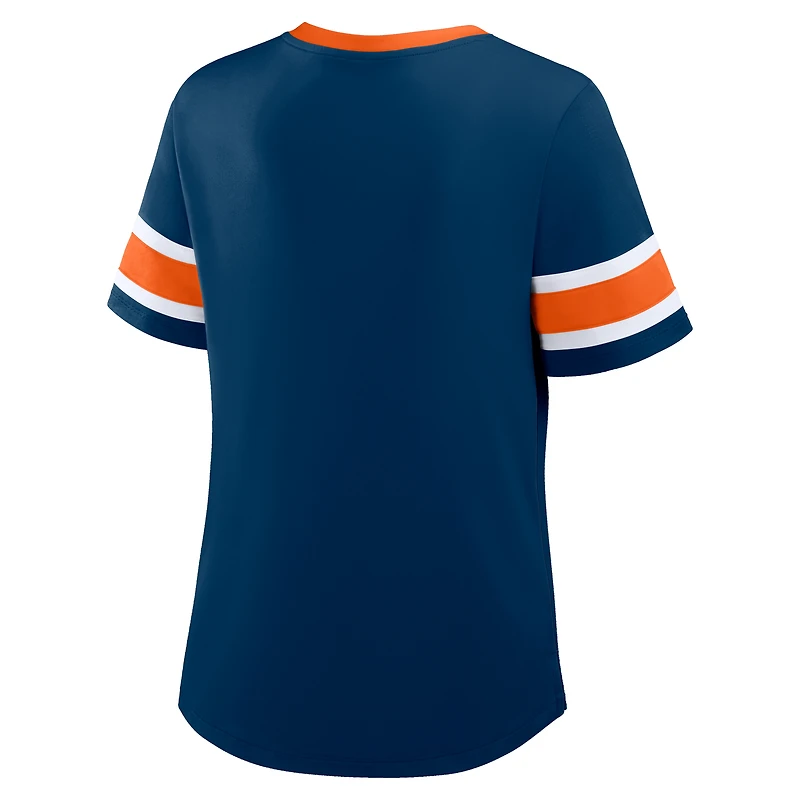 Women's Fanatics Navy Chicago Bears Redzone Draw Play Athena Lace-Up T-Shirt