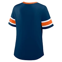 Women's Fanatics Navy Chicago Bears Redzone Draw Play Athena Lace-Up T-Shirt