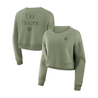 Sweat-shirt court Fanatics Olive Chicago Bears Studio Tri-Blend pour femme