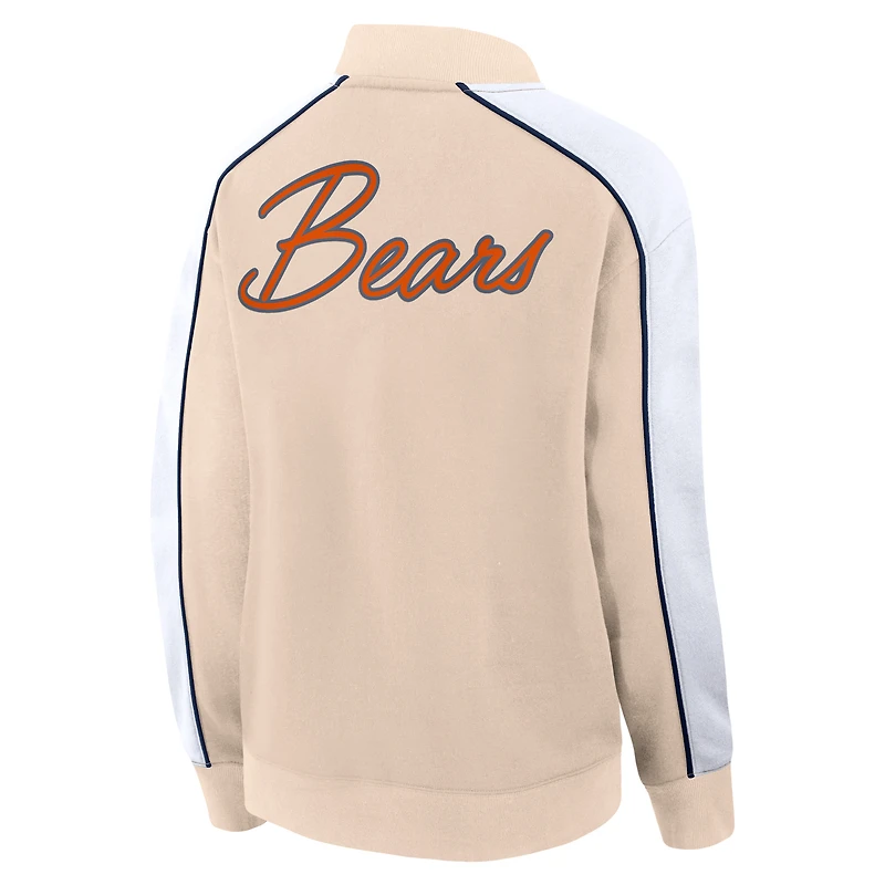 Veste universitaire à bouton-pression Fanatics Tan Chicago Bears Lounge pour femmes