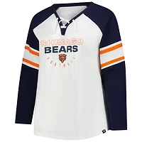 Women's Fanatics White Chicago Bears Plus Redzone Lace Up Long Sleeve T-Shirt