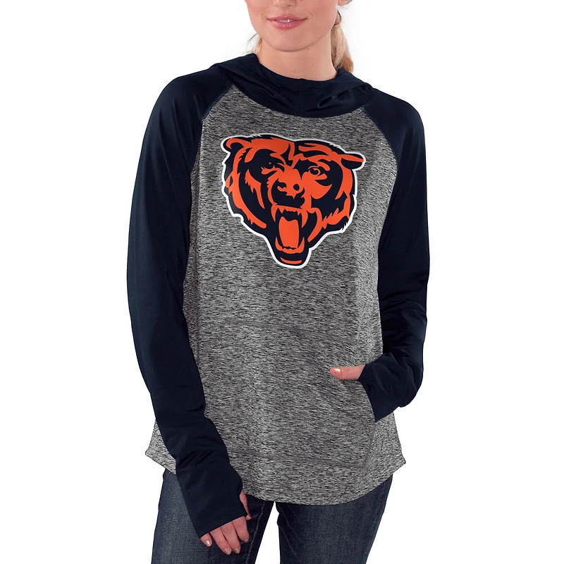 Sweat à capuche pour femme G-III 4Her by Carl Banks Heathered Grey/Navy Chicago Bears Championship Ring