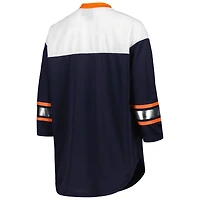 Women's G-III 4Her by Carl Banks Navy/White Chicago Bears Double Team 3/4-Sleeve Lace-Up T-Shirt