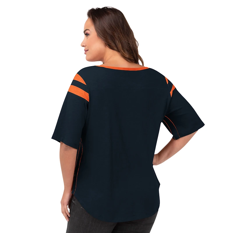 T-shirt de secondeur taille plus G-III 4Her par Carl Banks pour femmes, bleu marine, Chicago Bears