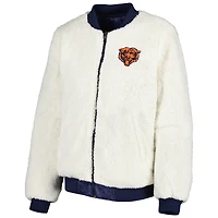Women's G-III 4Her by Carl Banks Oatmeal/Navy Chicago Bears Switchback Reversible Full-Zip Jacket