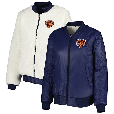 Veste réversible pour femme G-III 4Her by Carl Banks Oatmeal/Navy Chicago Bears Switchback Full-Zip