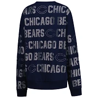 Sweat-shirt surdimensionné bleu marine Gameday Couture Chicago Bears avec texte en strass Hype Era pour femme