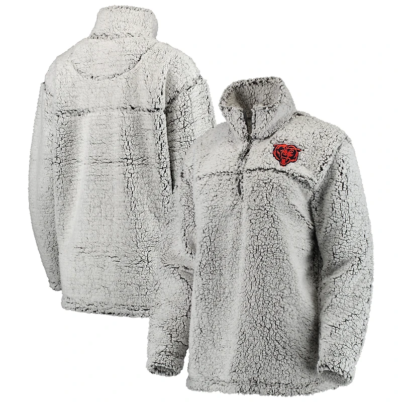 Veste pull-over grise à fermeture éclair quart de zip Chicago Bears pour femme