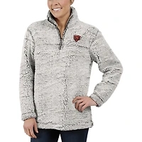 Women's Gray Chicago Bears Sherpa Quarter-Zip Pullover Jacket