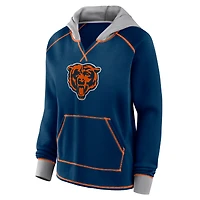 Sweat à capuche col en V et logo Athletic Navy Chicago Bears Boom Fleece pour femme