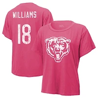 T-shirt Majestic Threads pour femme avec nom et numéro Caleb Williams des Chicago Bears rose