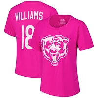 T-shirt Majestic Threads pour femme avec nom et numéro Caleb Williams des Chicago Bears rose