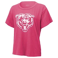 T-shirt Majestic Threads pour femme avec nom et numéro Caleb Williams des Chicago Bears rose