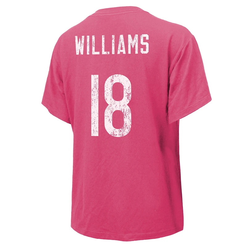 T-shirt Majestic Threads pour femme avec nom et numéro Caleb Williams des Chicago Bears rose