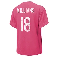 T-shirt Majestic Threads pour femme avec nom et numéro Caleb Williams des Chicago Bears rose