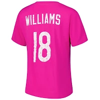 T-shirt Majestic Threads pour femme avec nom et numéro Caleb Williams des Chicago Bears rose