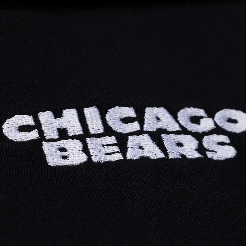 Polo de rugby court à manches longues Mitchell & Ness noir Chicago Bears pour femme