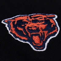 Women's Mitchell & Ness  Black Chicago Bears Cropped Long Sleeve Rugby Polo