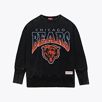 Sweat-shirt ras du cou noir délavé minéral pour femme Mitchell & Ness Chicago Bears