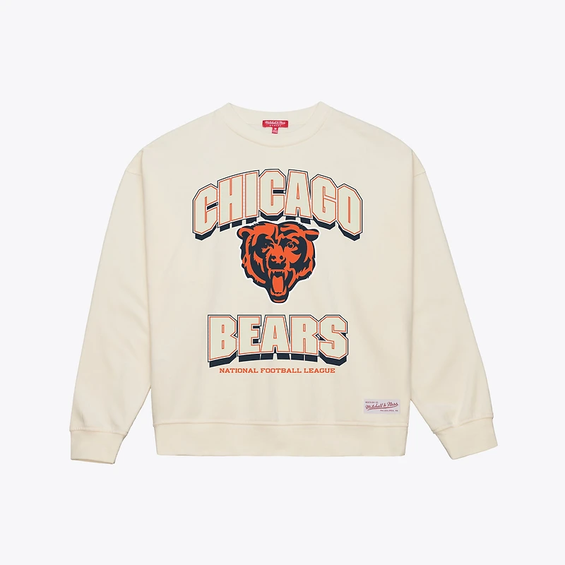 Sweat-shirt Mitchell & Ness crème Chicago Bears pour femme avec motif arches ton sur