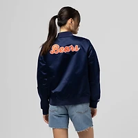 Women's Mitchell & Ness  Navy Chicago Bears Full-Snap Satin Jacket